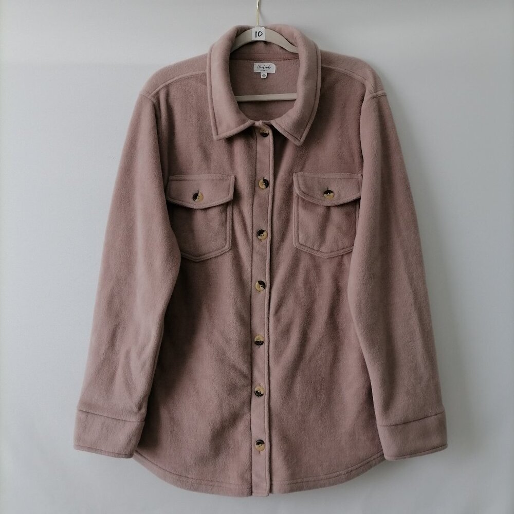 Weekends Everyday Women's Pink Long Sleeve Two-Pockets Button-Up Jacket Size XL